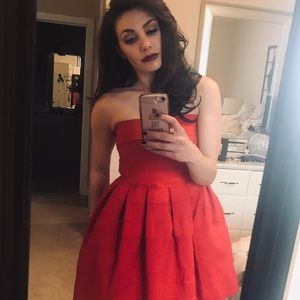 Red Strapless Party Dress